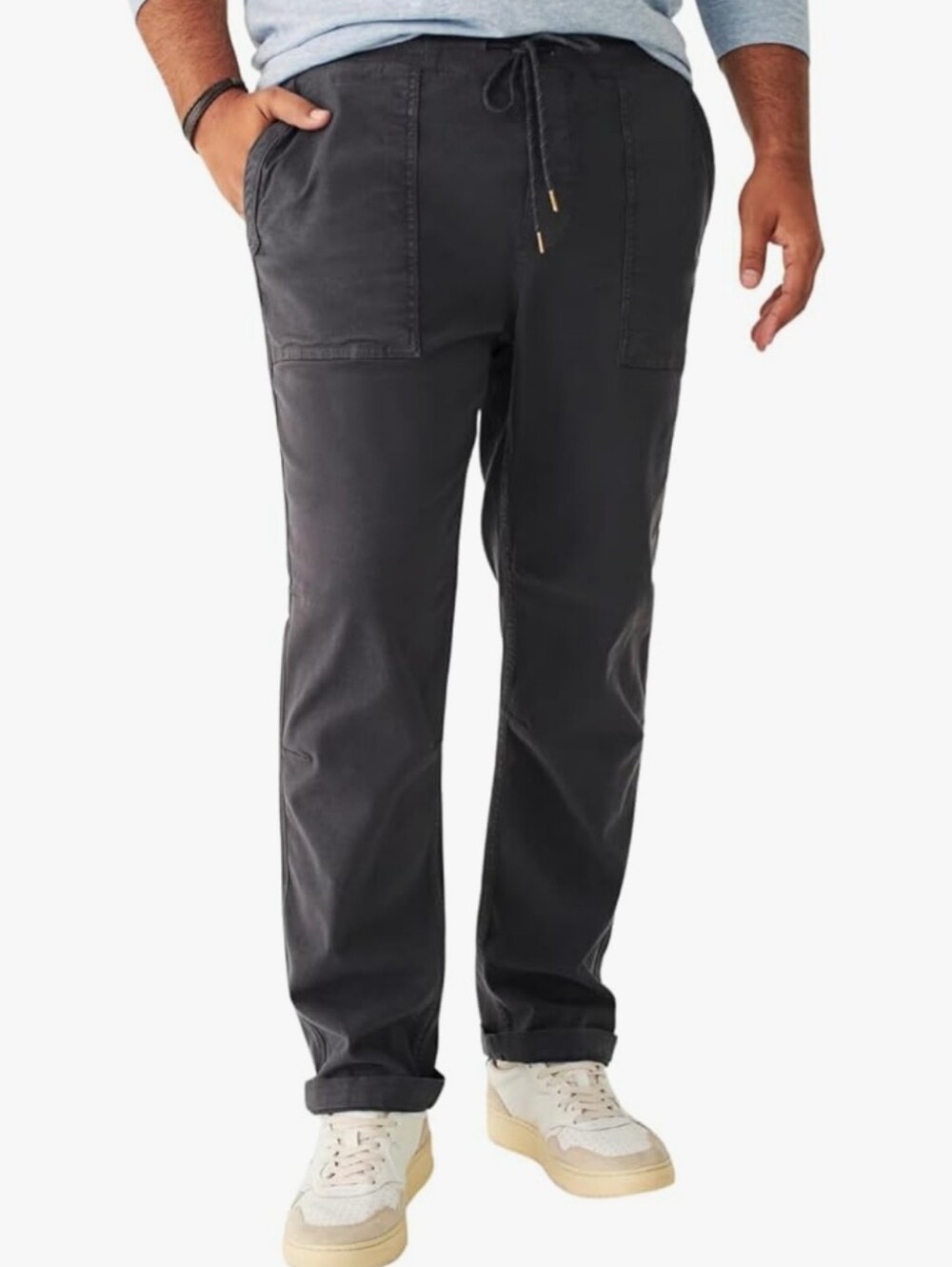 Faherty Men'sTraveler Pants 6Washed Gray /Brown Drawstring Straight  Sz.M